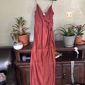 BHLDN Freya Satin Charmeuse Dress plus size  cinnamon Anthropologie